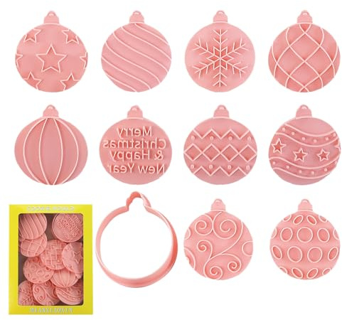 Juego de cortador de galletas – PP, 5,3 x 6,3 cm, cortador de galletas navideñas, herramientas para hornear navideñas, juego de 10 piezas, material apto para alimentos, formas festivas, creación