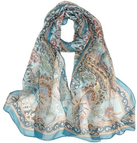 FAIRYGATE Scarf Gifts for Women Flower Floral Print Women's Scarves & Wraps Georgette Chiffon Shawl for Women Wedding Evening Scarfs