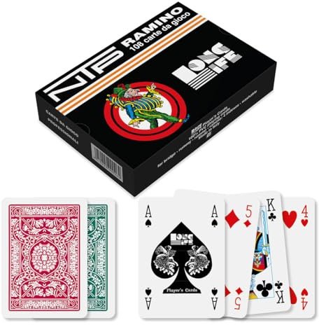 Carte da Gioco Ramino Ntp realizzate in PVC Resistenti e Durevoli, 2 Mazzo Floreale da 55 Carte francesi con 4 Jolly, Carte Scala 40, Poker, Burraco, Ramino e Altri Giochi di Carte,100% Made in Italy