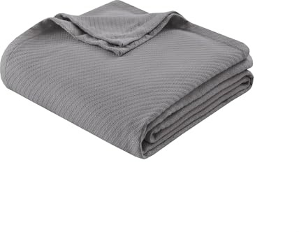Madison Park Liquid Cotton Luxury Blanket Premium Soft Cozy 100% Ring Spun Cotton For Bed , Couch or Sofa, Full/Queen, Gray