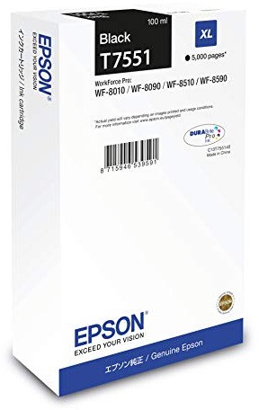 Epson T7551 Black Genuine, XL High Yield Ink Cartridge DuraBrite Ultra