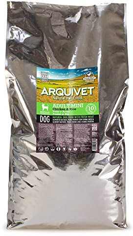 Arquivet Adult Mini kyckling och ris – premium naturligt foder för vuxna hundar av små raser, torrfoder för hundar – liten krokett – hög smältbarhet, 10 kg (förpackning med 1)