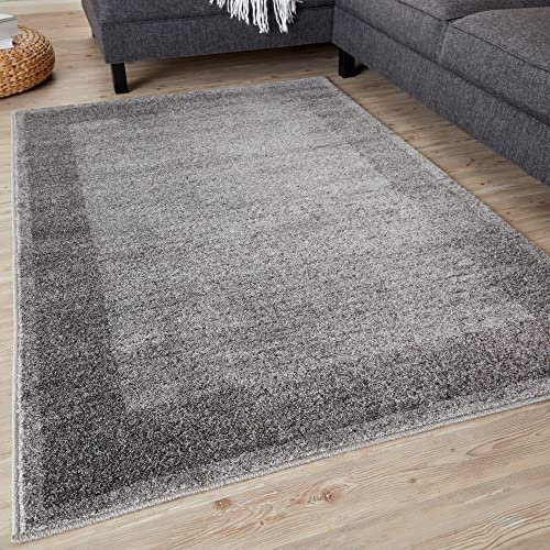 THE RUGS Ultra Soft Area Rug – Modern Luxury Fluffy Rug, Grey Plain Pattern Rugs for Living Room, Bedroom, Kids Room (120x170 cm, Grey)
