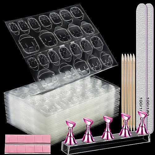 Teenitor 20 Sheet Nail Adhesive Tabs With Stand for Press Ons, Double Sided Glue Stickers, Sticky Tabs for Nails With File