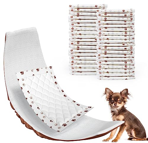 MICOOYO Dog Diaper Liners, Dog Diaper Pads, Disposable Dogs Booster Pads for Puppy, Belly Band Dogs Diapers Liners Male Doggie Diapers Inserts (Paws, XS 100Count)