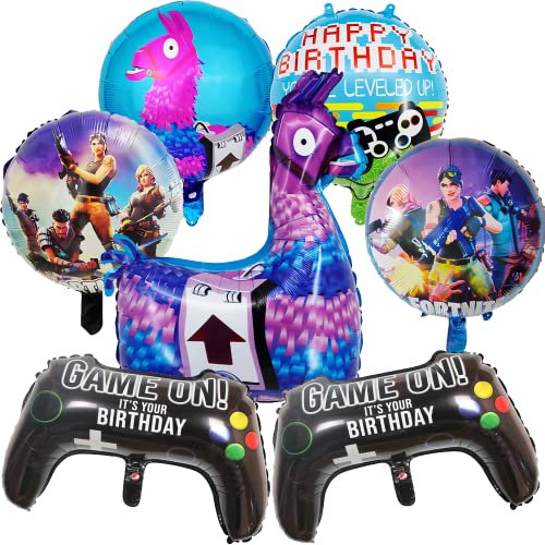 7 Stück Luftballon Kinder Geburtstag Kit, Große Größe Folienballons(Schwarz und Lila), Runde Mehrfarbig Folienballons, für Kinder Geburtstag Party Dekoration