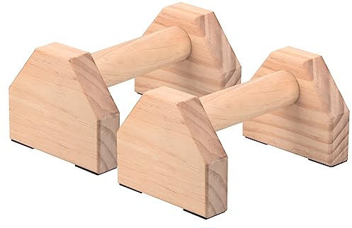 Wooden Parallettes, Solid Pushup Bars Stands Non-slip Rubber Feet Handstand Bars Calisthenics Equipment for Fitness, Gymnastics