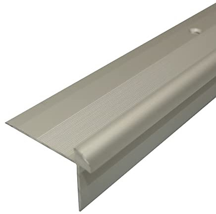 C29 42 x 28mm Anodised Aluminium LVT Stair Nosing Edge Profile for 5mm Flooring - Silver, 0.9m