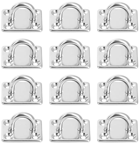 SAIJIAN 12 Pièces Platine Oeil INOX M5 Platine Ancrage INOX 304 Crochet Oeillet Plaque a Oeillet Carré Crochets de Plafond Support Anneau Mural pour Accrocher des Objets Crochets de Fixation