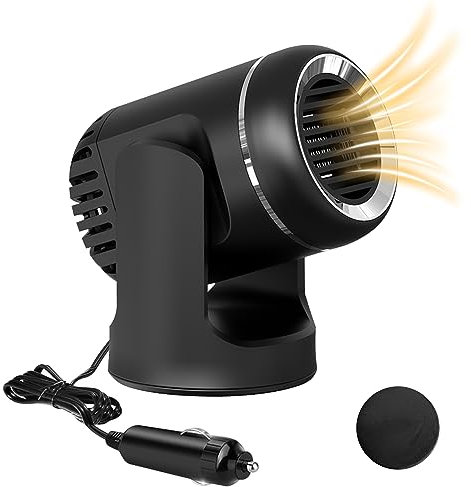 munloo 12V Heizlüfter, 120W Auto Lüfter Heizung, 2 in 1 Tragbar Auto Heizung, Demister mit Gleitschutzmatte, Defroster Tragbare für Auto, Schnelle Erwärmung