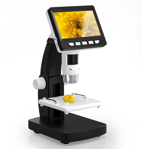 CIMELR 4,3-Zoll-Digital Mikroskop, 50X-1000X Auflösung, USB Mikroskop mit 8 einstellbaren LED-Beleuchtungen, Mikroskop für Erwachsene/Kinder (306-B)