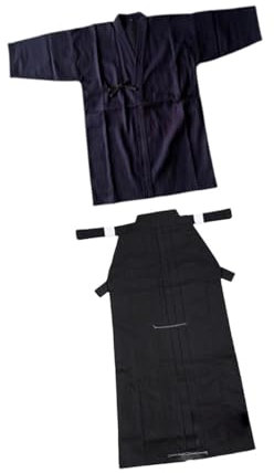 Amagogo Japanische Kendo Uniform Set Männer Frauen Iaido Erwachsene Kung Fu Aikido Samurai Hakama, Blau und Schwarz, 175cm