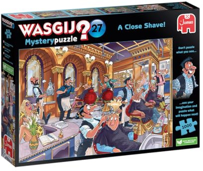 Wasgij Mystery 27, A Close Shave - Unique 1000 Piece Jigsaw Puzzles for Adults - Colourful, Challenging & Brainteasing 1000 Pcs Adults Jigsaw Puzzle - 100% Recycled Cardboard 1000 Pc Puzzles - Jumbo