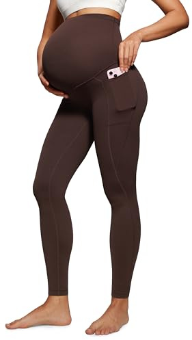 CRZ YOGA Maternity Leggings Pockets 28 Hot Fudge Brown Medium