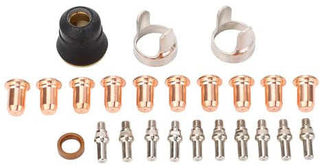 24pcs Plasma Cutting Torch Sets Tip Electrode of IPT40 for Cut 55DS Pro Cut 65DS, Plasma Cutter Parts Replacement, Consumables Set with Brass Zinc Alloy