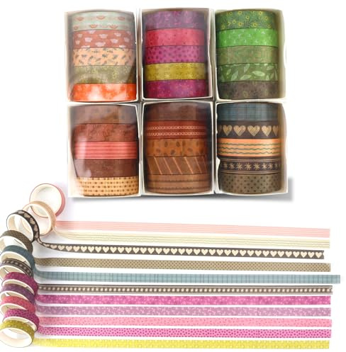 Set di 30 rotoli di nastro Washi e 1 adesivo a farfalla, nastro colorato, creativo basic sottile, decorativo per arte, fai da te, bullet journals, planner, scrapbooking, confezione Rainbow Forests