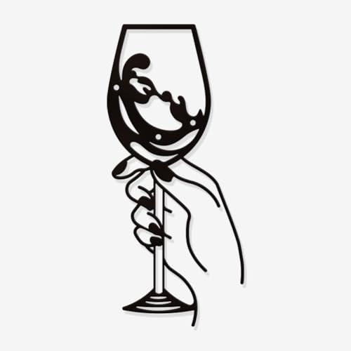 NBEADS Decorazione Da Parete In Metallo con Calice Da Vino, Decorazione Murale Moderne Eleganti Minimaliste, 28x13cm