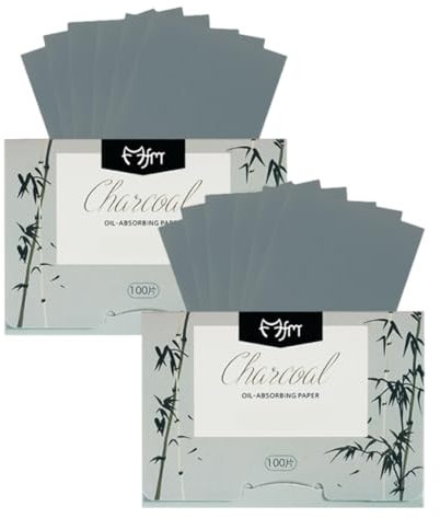 WeddHuis 2 PCS Papel Secante Facial, Hojas Absorbentes de Aceite para Hombres y Mujeres, 400 Piezas Papel Secante Facial (Bambú Carbón)