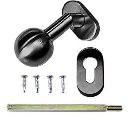 METALUSTIC Türknopf feststehend mattes Schwarz | Knopfdrücker Türknauf Türgriff aus Edelstahl Türknopfgarnitur | 8mm x140mm Schaft, Rosette, 4 Schrauben | Türknauf Silber