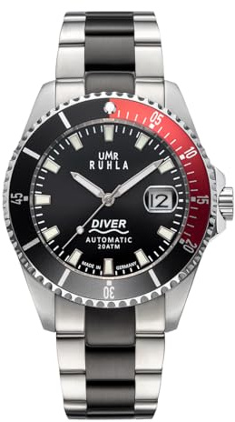 UMR RUHLA 80843 – precision och sportig elegans – begränsad upplaga av endast 200 kopior – förstklassigt 8215 automatiskt urverk – polerat rostfritt stål – armband av rostfritt stål – Made in Germany