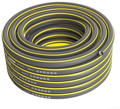 Manguera de jardín flexible de 5 m para riego de plantas, lavado de coches y limpieza de terrazas, material de PVC, fácil de guardar, color gris, versátil para jardinería y exteriores