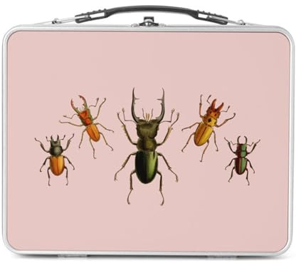 Fabulous Lunch Box Métal Argenté pour Sandwich et Snack - Scarabées Planches Insectes Biologie Illustration Ancienne - Boîte à Goûter Aluminium Gamelle Rigide Style Rétro Imprimée en France