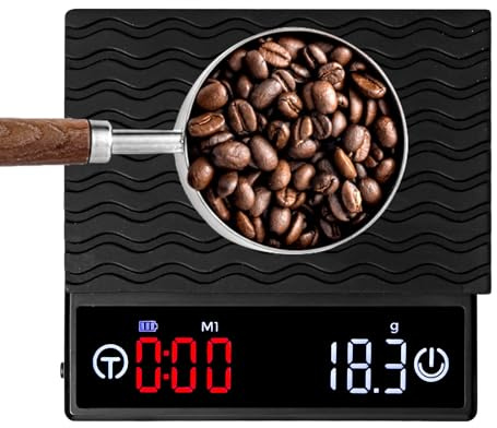 Monemey Bilancia da Caffè, Bilancia da Cucina Digitale Ricaricabile, Espresso Bilancia Precisione con Timer Automatico/manuale, Precisione 2kg/0,1g, Timer da Cucina per Espresso Caffè