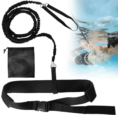 Cinturón de Natación para Piscina, 2.5-7.5M Ayuda de natación para Adultos Niños, Ajustable Cinturón de Resistencia Entrenamiento de Natación para Principiantes y Profesionales