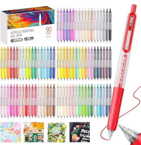 Sonlaryin 90 Couleurs Feutre Acrylique à Pointe Fine de 0.7mm | Stylos Gel Acrylique, Idéal pour Peindre, écrire et créer un Journal sur Toile, Papier, œufs de Pâques, Halloween et Noël