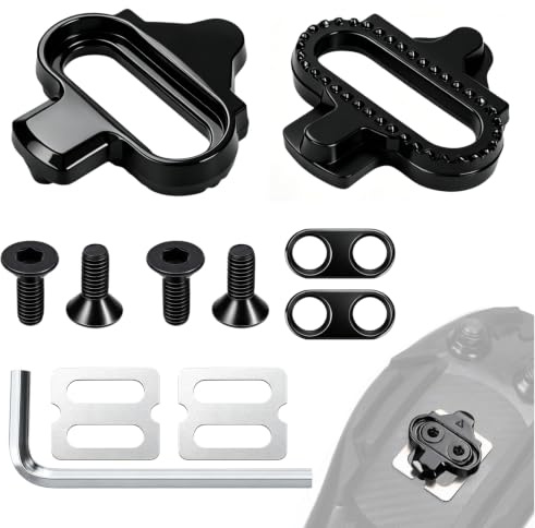 Paire de Cales SPD 2 Trous Compatibles avec Shimano SPD SH51, Cales de Vélo Antidérapantes en Acier, Plaques pour Chaussures de Cyclisme VTT Route et Vélo d'Intérieur