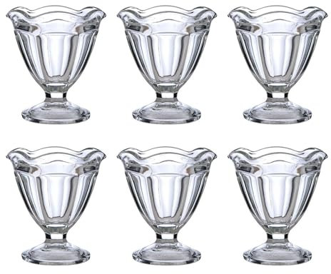 Anchor Hocking 575GU 6 x Milkshake Ice Cream Sundae Dishes Bowls Glasses Footed Stem