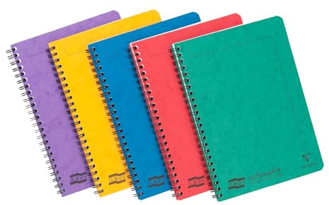 Clairefontaine 4850Z - Lot de 10 Cahiers à Spirale Notemakers Europa - A5 14,8x21 cm - 120 Pages Détachables Lignées - Papier Blanc 90 g - Couvertures Carte Lustrée - Couleurs Aléatoires