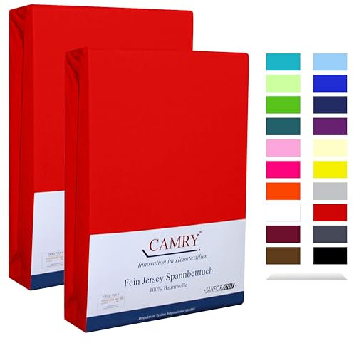 Camry Spannbettlaken 2er-Set 90x200cm - 100x200cm Rot Baumwolle Bettlaken Jersey Spannbetttuch Oeko-Tex 100