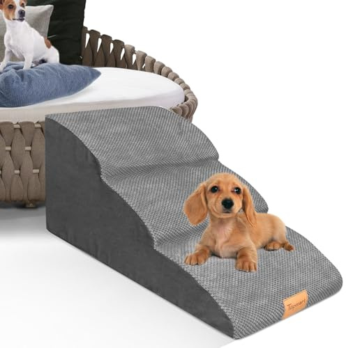 Topmart High Density Extended Foam Dog Ramp&Steps 3 Tiers,15.7 High,Non-Slip Dog Stairs with Removable Cover,Soft Foam Pet Ladder,Best for Injured,Older Cats,Pets with Joint Pain