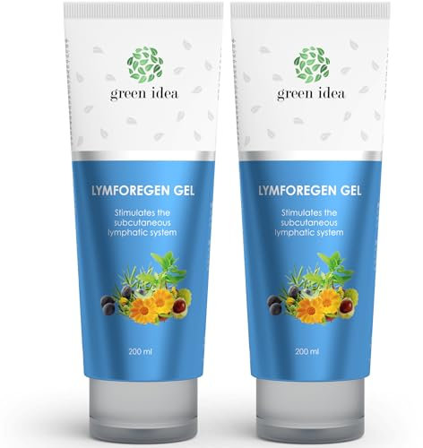 Green idea - Lymforegen Gel - Lymphdrainage und Entwässerung Gel - Stimuliert das Lymphsystem mit 15 Kräutern und ätherischen Ölen - Drainagesalbe - aktive Kräuterformel