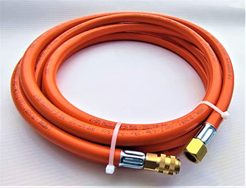 ZaTeChS Propan Butan Gasschlauch 300cm (3m) | 10 bar | Ø6.3mm | DN5 1/4 Zoll LKS Anschluß mit Schnellkupplung | bis -30°C | Propangasschlauch | Gasschläuche | Gas Hose für Camping, Gasgrillgeräte