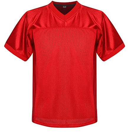 Youth Football Jersey American Football Jersey Sports T-Shirt Blank Kids Football Practice Jersey(X-Large,Red)