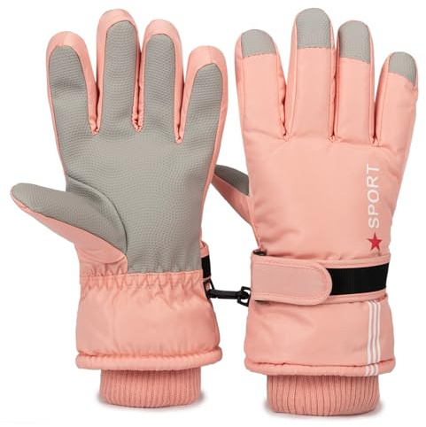 XuoAz Kids Winter Ski Snow Gloves - Warm Waterproof Snowboard Gloves Mittens for Boys Girls (for 5-10 Years)