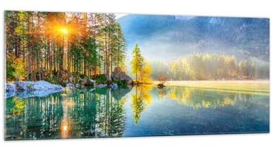 Decoracion Salon Paisaje Alpes Montañas Vidrios decorativos 120x50cm Cuadro Sobre Vidrio Moderno Dormitorio Cocina Cuadros Pared Impresiones Impresión en Cristal Wall Art Prints Grande GAB120x50-5307