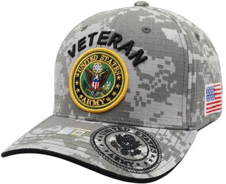 US Army Official Licensed Premium Quality Military Baseball Cap (US, Alpha, One Size, Digital Camo (Veteran Circle Logo))