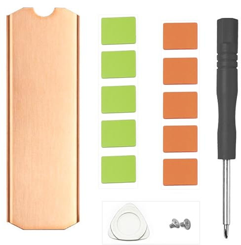Laptop NVMe M.2 Heatsink with Nano Thermal Pads and Mounting Screw，Heat Sink Copper for 2280 M2 SSD, No Rubber Ring Required