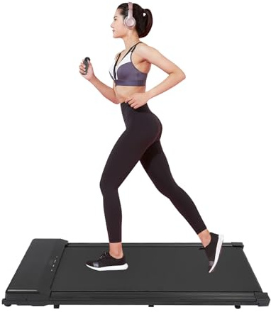 Walking Pad Löpband för Hemmet Med Fjärrkontroll, Smörjmedel, LCD-Display - Kompakt Skrivbord Treadmill, Stötdämpande och Tyst, Upp Till 110 kg