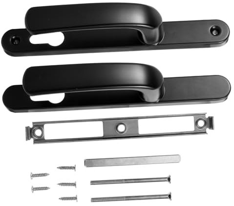 ANDRESLAD Maniglia Per Porta Interna Serratura in Lega Di Alluminio Stile Europeo Nera Piastra Posteriore Da 220 Mm X 30 Mm Interasse Viti 122 Mm