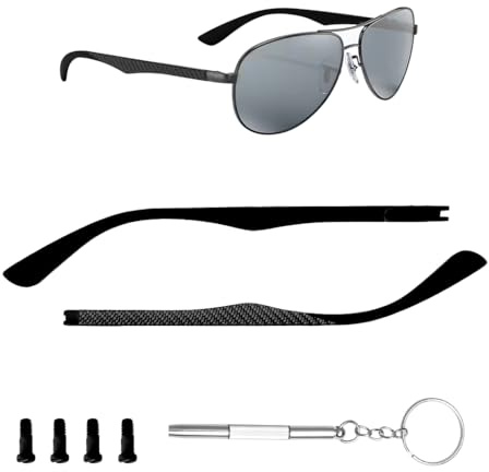 HiCycle2 Brillenbügel-Ersatz für Ray Ban RB8313 Sonnenbrille, Bügelarme, Kohlefaser, 8313M Brillenreparatur-Set, Schwarz , 145MM