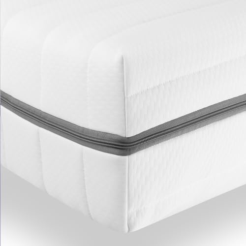 Sleepneo Matratze 90x200 cm - Ergonomische 7 Zonen Kaltschaummatratze Höhe 18cm - 2in1 Matratzen Härtegrad H2 & H3 - Bequemer Atmungsaktiver Bezug mit 4-seitigem Reißverschluss