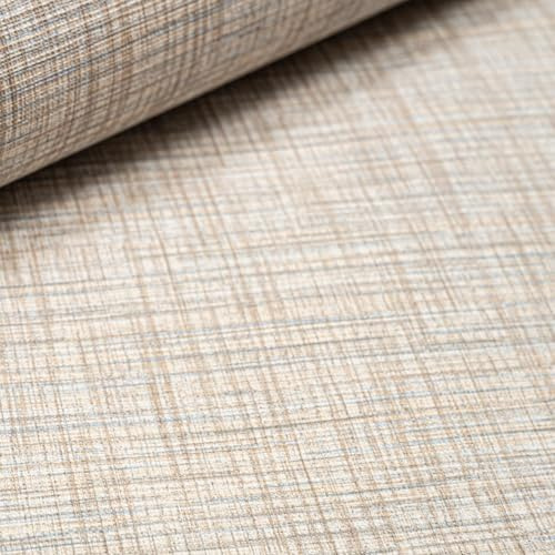 SOPHIE LAURENCE Neutral Vinyl Wallpaper | Linen Grasscloth Beige Blue Textured Design | Paste The Wall | Washable | Bedroom, Living Room, Hallway, Feature Wall (10M x 0.53M Roll)
