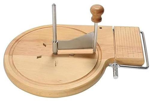 Roterande ostlocktång och skivare, 2-i-1 blomtillverkare med träbas, handhållet blad i rostfritt stål, för choklad eller Charcuterie Board