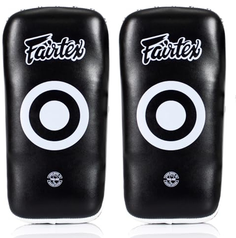 Fairtex Curved MMA Muay Thai Pads for Punching, Blocking, Kicking,Punch, Hitting |Light Weight & Shock Absorbent Boxing Mitts, Extra Padding for Sparring - Black/White(Std, Pair)