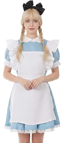 CoolChange Costume cosplay de domestique | Robe avec tablier et bandeau | Taille: L