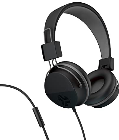 JLab Neon Folding On-Ear Headphones, Black, Wired Headphones, Tangle Free Cord, Noise Isolation, 40mm Neodymium Drivers, C3 Sound (Crystal Clear Clarity)